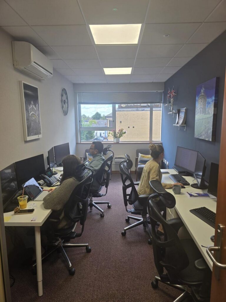 Admissions team working in the office at Prama House, Oxford