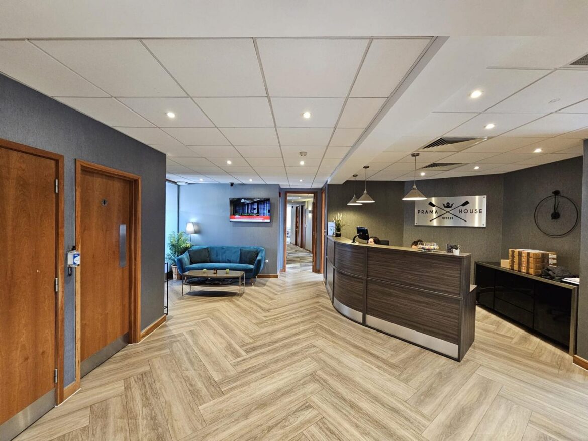 Reception area at Prama House, Oxford